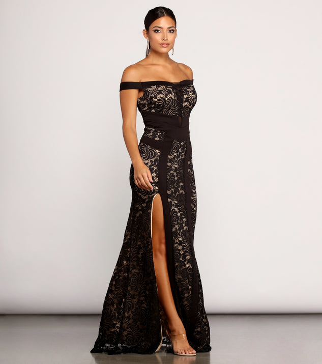 Taylor Formal Off The Shoulder Lace Dress & Windsor