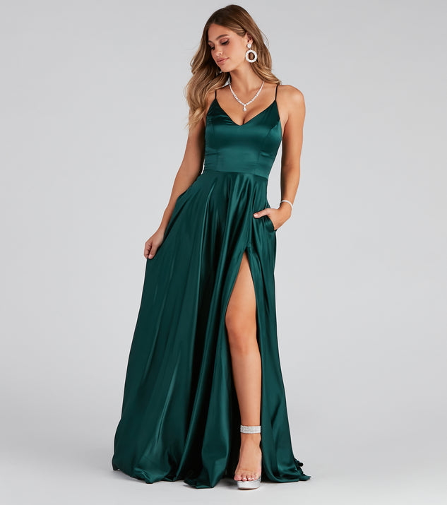 green emerald velvet dress Juliet Sequin Corset Gown with Slit main image 1