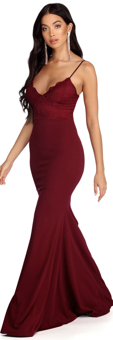 Zuri Formal Lace Mermaid Dress is a stunning choice for a bridesmaid dress or maid of honor dress, and to feel beautiful at Prom 2023, spring weddings, formals, & military balls!