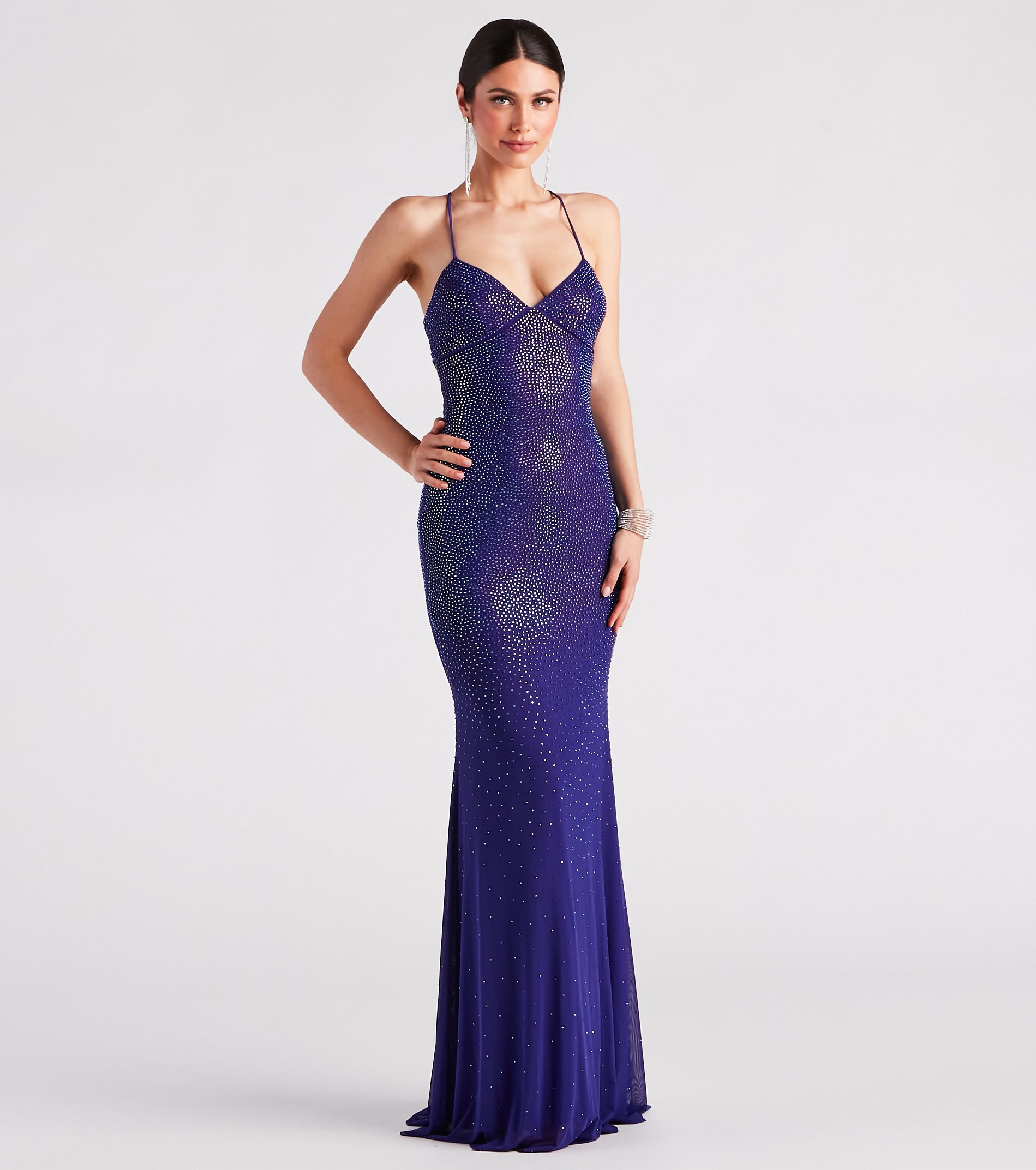Blair Lace-Up A-Line Rhinestone Formal Dress & Windsor