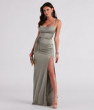 Courtney Tie-Front Satin Formal Dress is a gorgeous pick as your 2023 prom dress or formal gown for wedding guest, spring bridesmaid, or army ball attire!