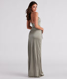 Courtney Tie-Front Satin Formal Dress is a gorgeous pick as your 2023 prom dress or formal gown for wedding guest, spring bridesmaid, or army ball attire!