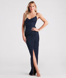 Kalyn Formal Glitter Faux Wrap Long Dress creates the perfect summer wedding guest dress or cocktail party dresss with stylish details in the latest trends for 2023!