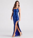 Samara Lace-Up High Slit Sequin Formal Dress is a gorgeous pick as your 2024 prom dress or formal gown for wedding guests, spring bridesmaids, or army ball attire!