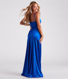 Maisy Cutout High Slit Satin Formal Dress is a gorgeous pick as your 2024 prom dress or formal gown for wedding guests, spring bridesmaids, or army ball attire!