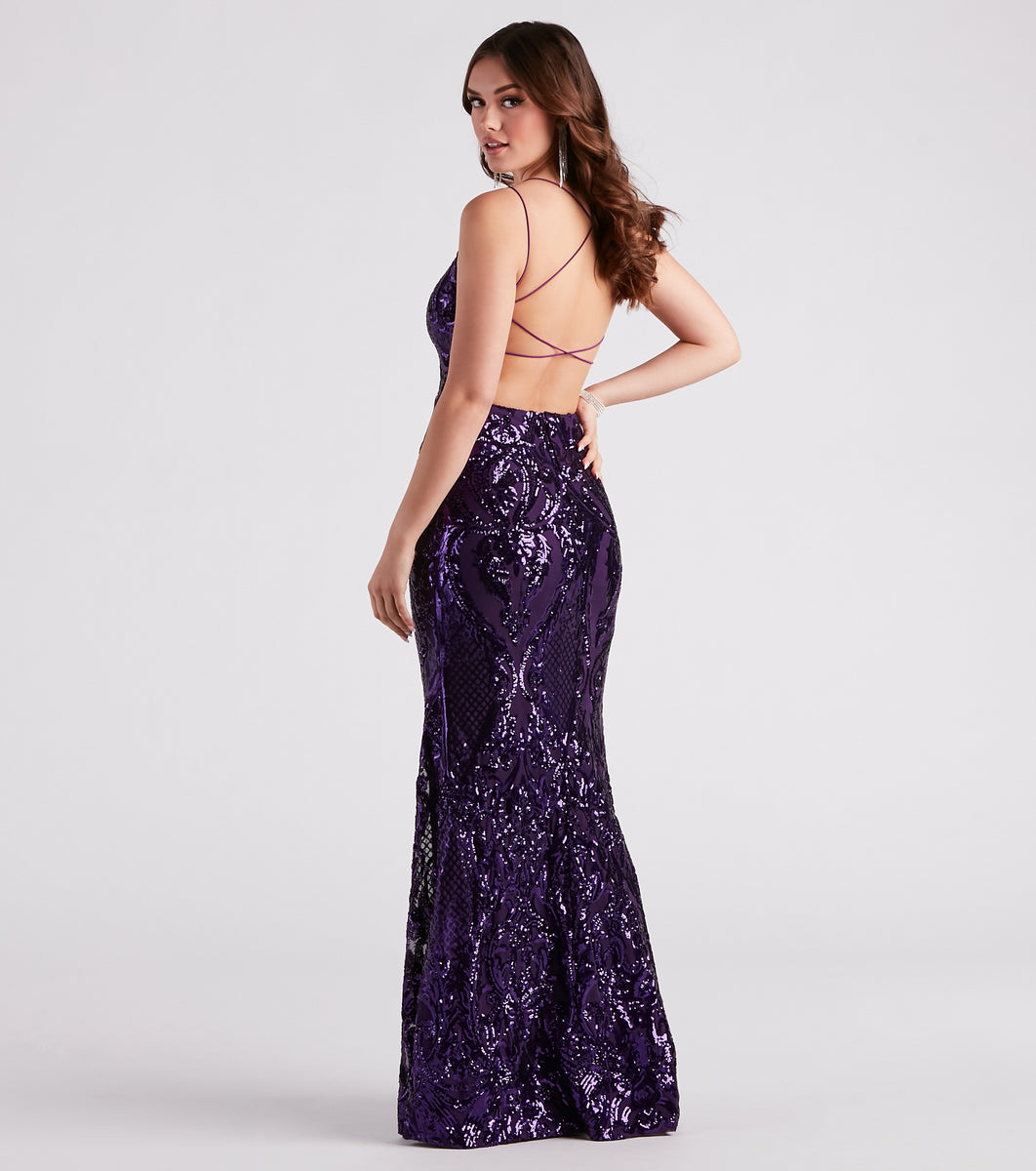 Tabetha Formal Sequin Strappy Mermaid Dress & Windsor