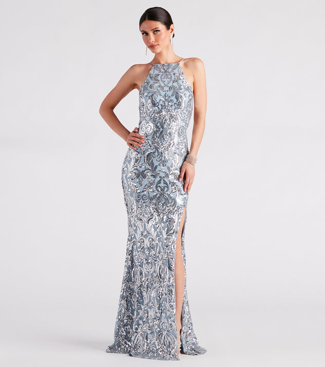 Lexi Formal Sequin Rhinestone A-Line Dress creates the perfect summer wedding guest dress or cocktail party dresss with stylish details in the latest trends for 2023!