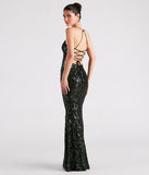 Lacie Formal Sequin Lace-Up Mermaid Dress is a gorgeous pick as your formal dress for wedding guests, fall bridesmaids, or military birthday ball attire!