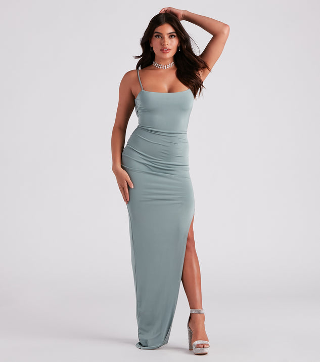 Devon Formal Cowl Back Long Dress creates the perfect summer wedding guest dress or cocktail party dresss with stylish details in the latest trends for 2023!