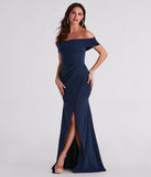 Alina Off-The-Shoulder Mermaid Wrap Dress creates the perfect summer wedding guest dress or cocktail party dresss with stylish details in the latest trends for 2023!