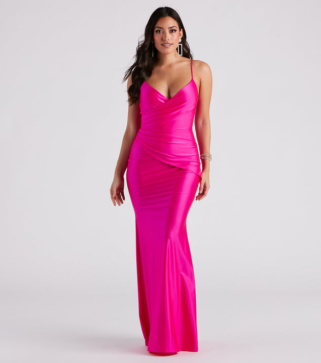 Keyla Satin Wrap A-Line Formal Dress creates the perfect summer wedding guest dress or cocktail party dresss with stylish details in the latest trends for 2023!