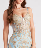 Asypn Sequin Embroidered Mesh Mermaid Dress