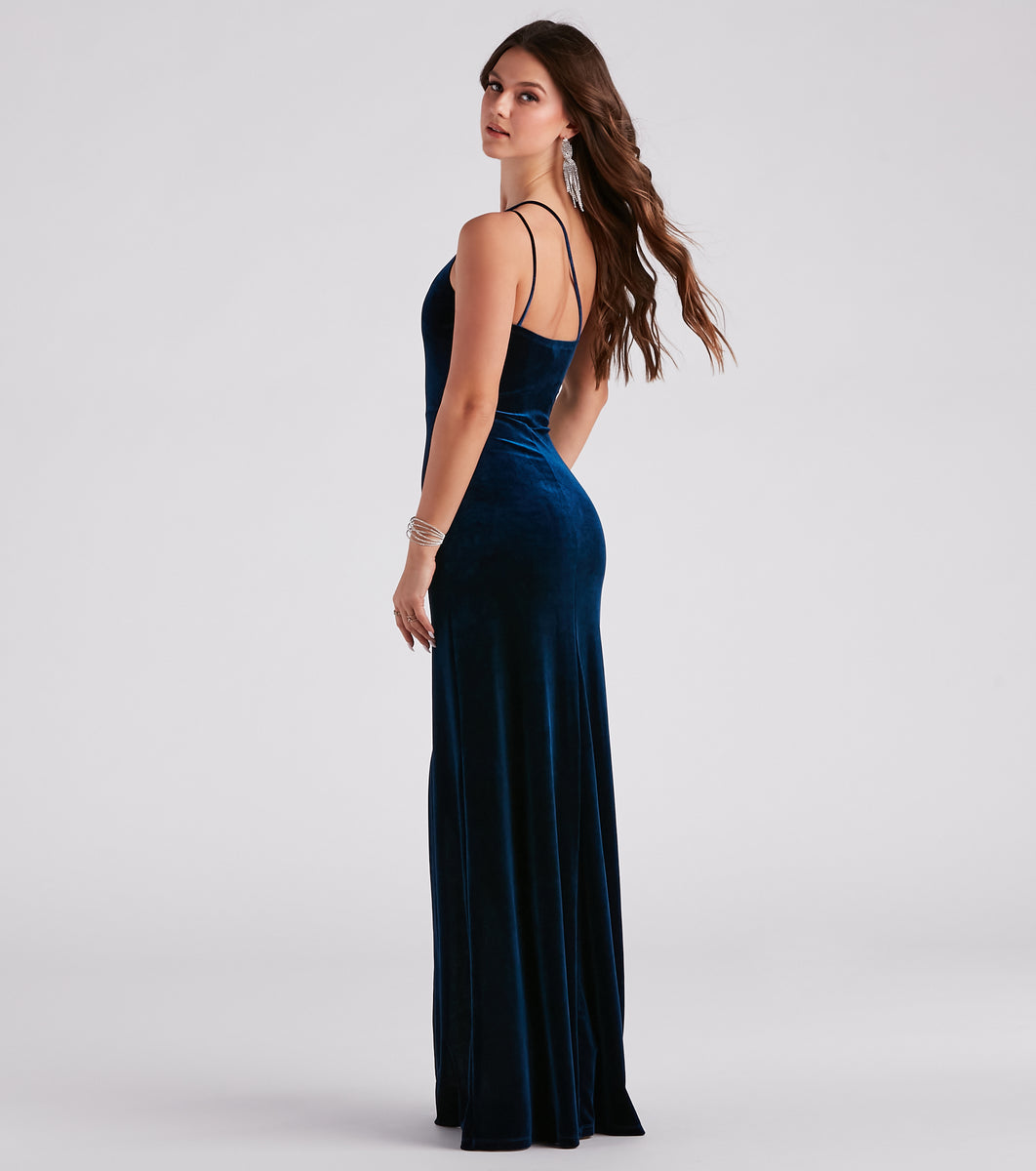 Maria Formal Velvet A-Line Long Dress & Windsor