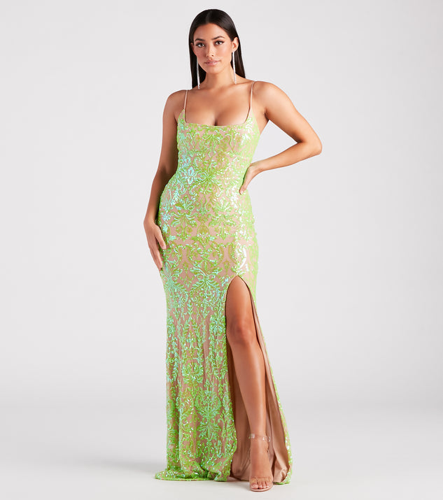 Brandy Formal Sequin Lace-Up Mermaid Dress & Windsor