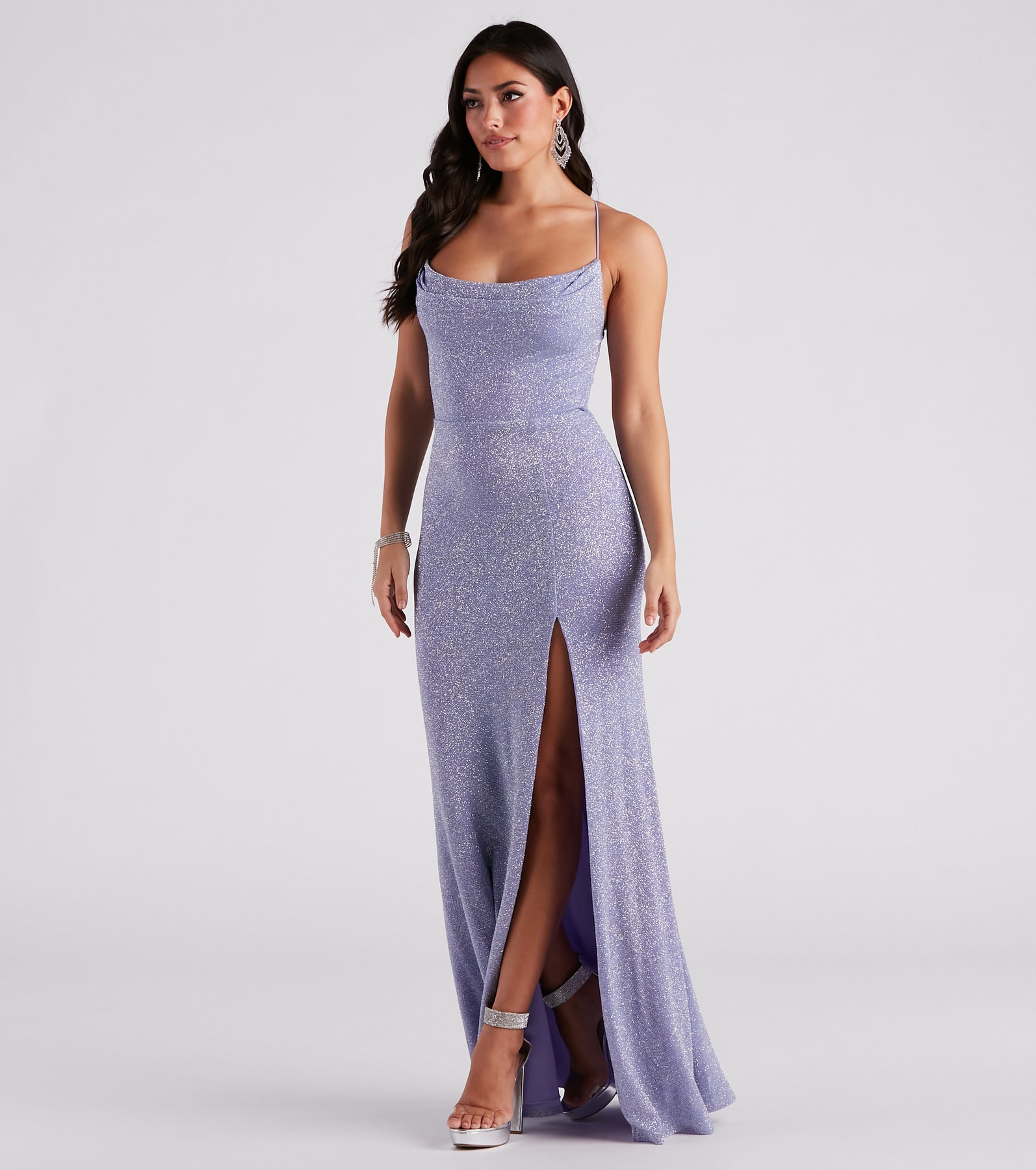 Doria Formal High Slit Glitter Dress & Windsor