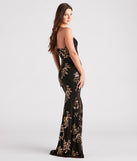 Kamryn Floral Sequin High Slit Formal Dress is a gorgeous pick as your 2024 prom dress or formal gown for wedding guests, spring bridesmaids, or army ball attire!