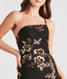 Kamryn Floral Sequin High Slit Formal Dress provides a stylish spring wedding guest dress, the perfect dress for graduation, or a cocktail party look in the latest trends for 2024!