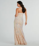 The London Formal Sequin Feather Mermaid Dress as your wedding guest dress with a stylish neckline and/or sleeves and elevated details on the back and front will make you the best dressed at any event!