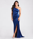 Janessa Formal Satin One Shoulder Mermaid Dress is a gorgeous pick as your 2024 prom dress or formal gown for wedding guests, spring bridesmaids, or army ball attire!