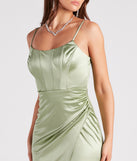 Kacey Formal Satin Corset Long Dress provides a stylish spring wedding guest dress, the perfect dress for graduation, or a cocktail party look in the latest trends for 2024!