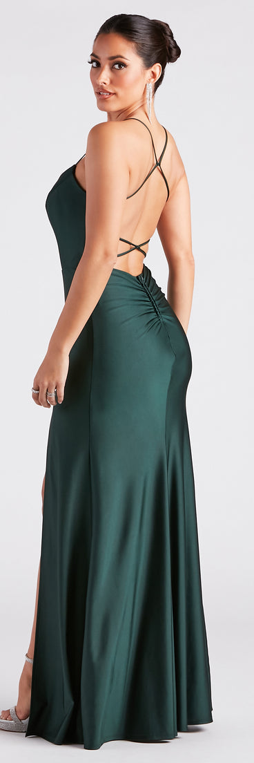 Emerson Strappy Back High Slit Formal Dress creates the perfect summer wedding guest dress or cocktail party dresss with stylish details in the latest trends for 2023!