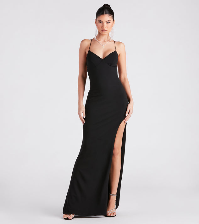 Esmerelda Formal Crepe Strappy Mermaid Dress provides a stylish summer wedding guest dress, the perfect dress for graduation, or a cocktail party look in the latest trends for 2024!