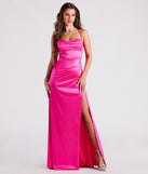 Melinda Formal Satin Lace-Up Mermaid Dress provides a stylish spring wedding guest dress, the perfect dress for graduation, or a cocktail party look in the latest trends for 2024!