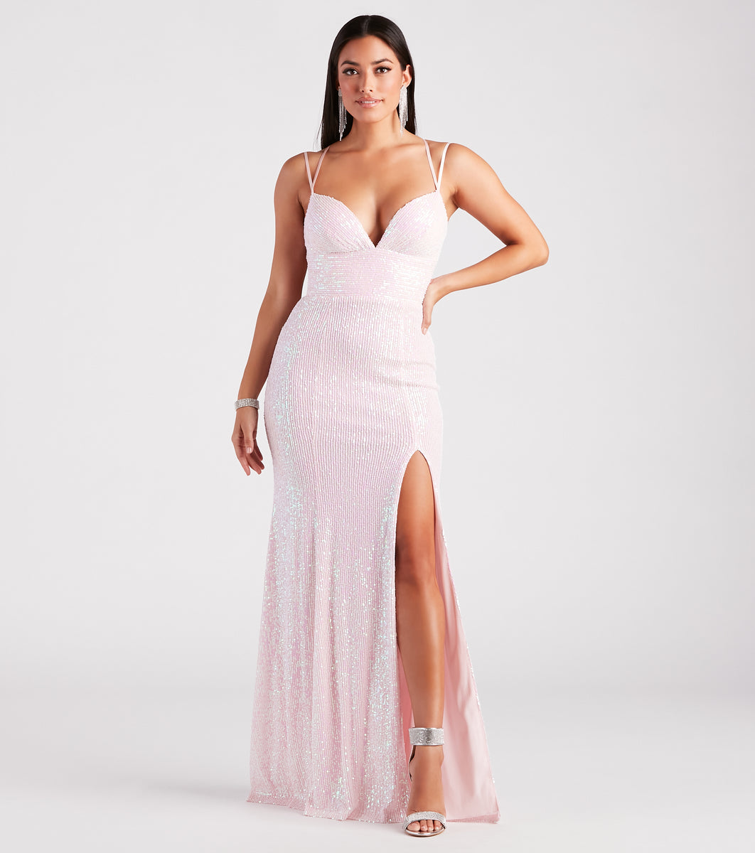 Maisel Formal Sequin Lace-Up Mermaid Dress