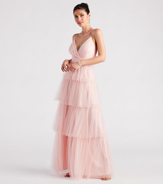 Tyra Formal Tulle Tiered A-Line Dress creates the perfect summer wedding guest dress or cocktail party dresss with stylish details in the latest trends for 2023!