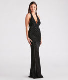 Miriam Rhinestone Plunging Halter Mermaid Dress provides a stylish spring wedding guest dress, the perfect dress for graduation, or a cocktail party look in the latest trends for 2024!