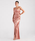 Laurel Formal Satin Tie Back Mermaid Dress creates the perfect summer wedding guest dress or cocktail party dresss with stylish details in the latest trends for 2023!