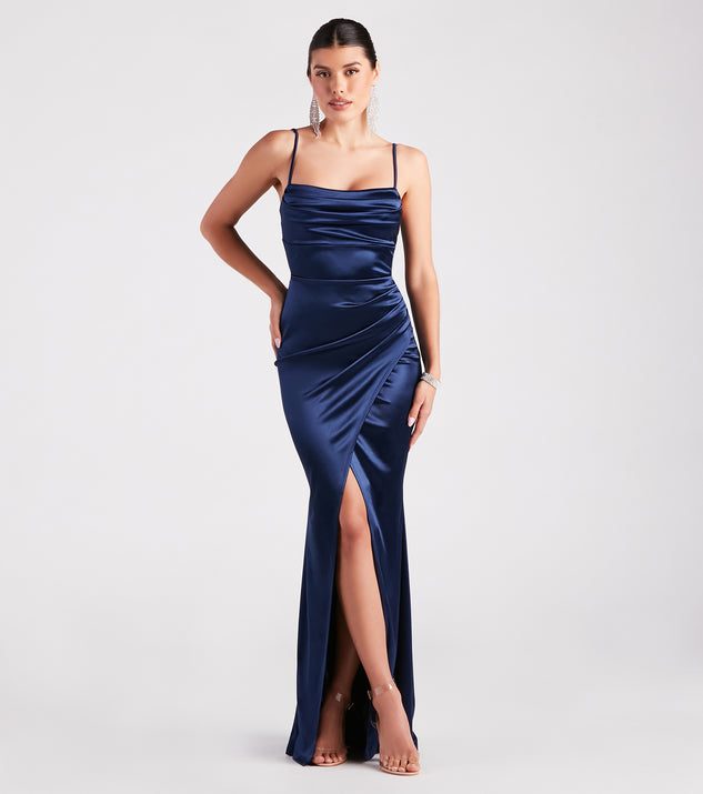 Laurel Formal Satin Tie Back Mermaid Dress & Windsor