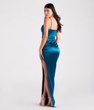 Jessa Formal Satin V-Neck Slit Dress creates the perfect summer wedding guest dress or cocktail party dresss with stylish details in the latest trends for 2023!