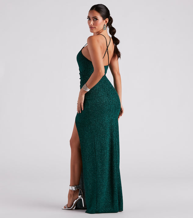 leann formal high slit glitter dress windsor prom dress: Leann Formal High Slit Glitter