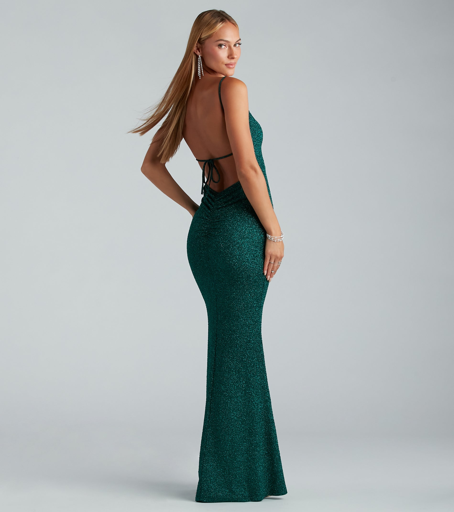 Irene Formal Backless Glitter Mermaid Dress & Windsor