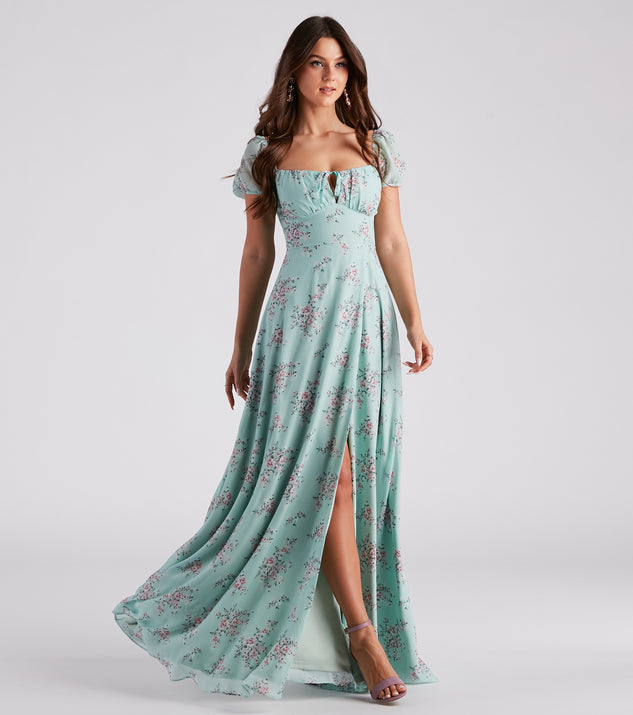 Maybelle Formal Floral Chiffon A-Line Dress creates the perfect summer wedding guest dress or cocktail party dresss with stylish details in the latest trends for 2023!