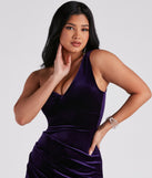 Lillian Velvet One-Shoulder Wrap Dress creates the perfect spring wedding guest dress or cocktail attire with stylish details in the latest trends for 2023!