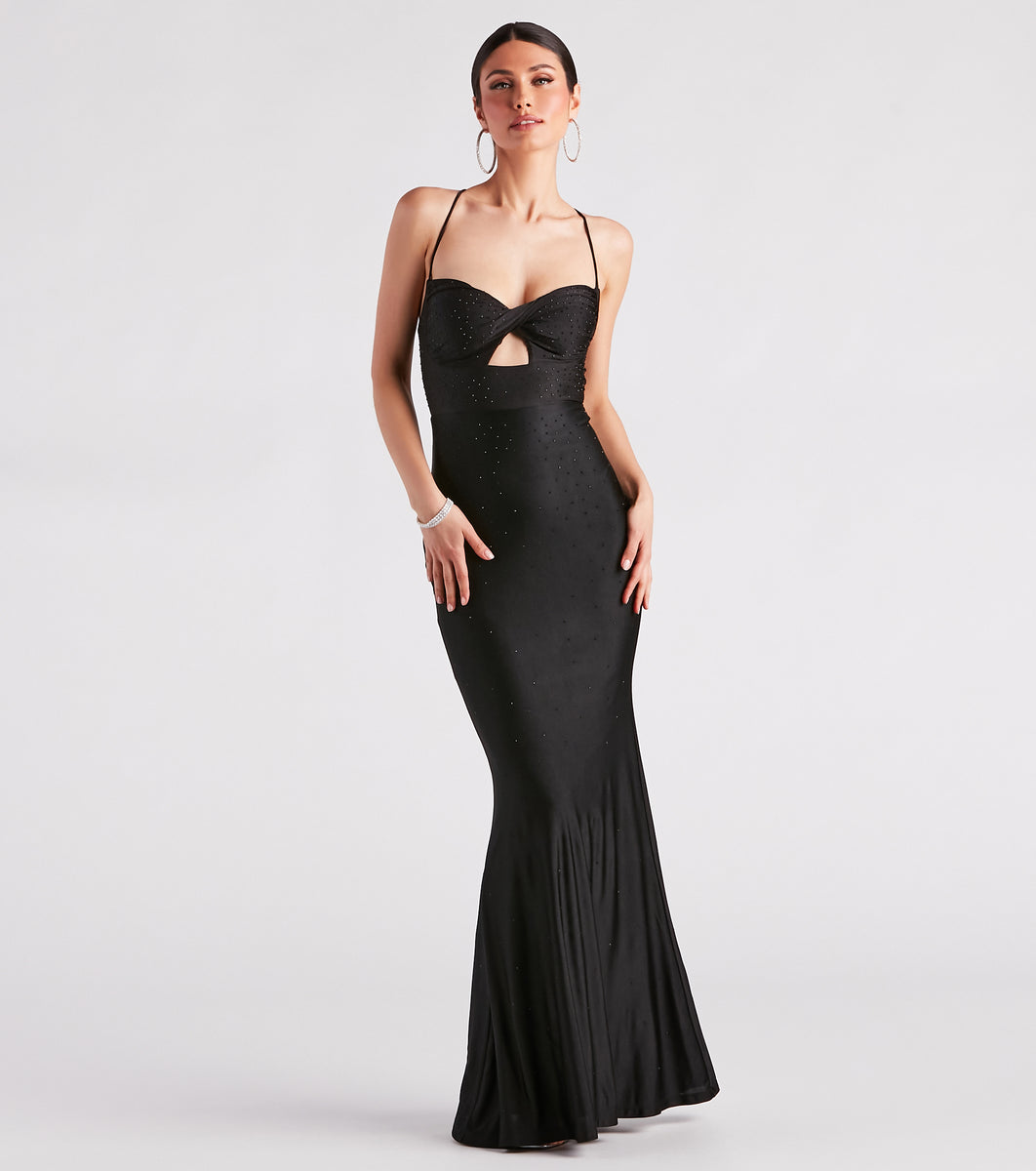Faye Rhinestone Lace-Up Mermaid Dress