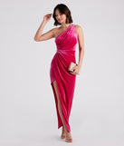 Connie Formal Velvet One-Shoulder Dress creates the perfect summer wedding guest dress or cocktail party dresss with stylish details in the latest trends for 2023!