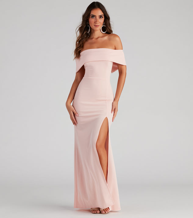 Coralie Off Shoulder Front Slit Dress Coralie Off Shoulder Front Slit Dress