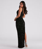 Hazel One-Shoulder Sequin Velvet Formal Dress is a gorgeous pick as your formal dress for wedding guests, fall bridesmaids, or military birthday ball attire!