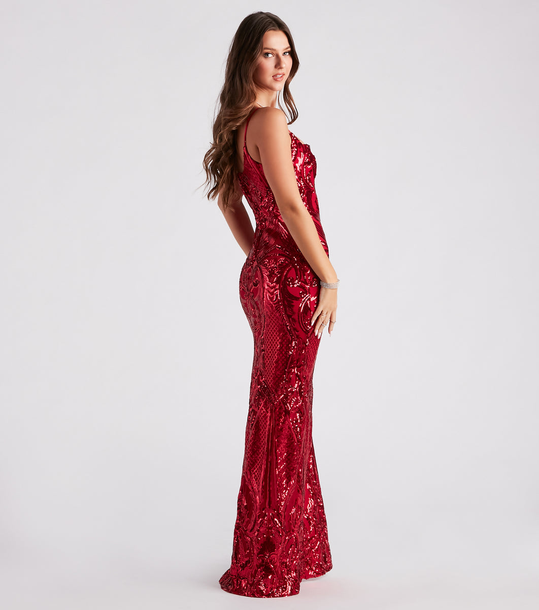 Bethany Formal Sequin Slit Long Dress & Windsor