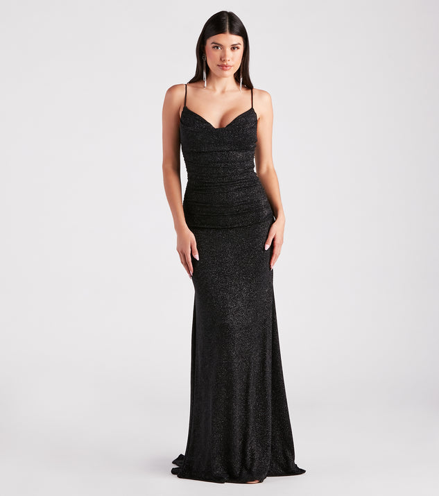 Tamora Formal Glitter Plunge Mermaid Dress provides a stylish spring wedding guest dress, the perfect dress for graduation, or a cocktail party look in the latest trends for 2024!