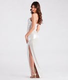 Carmela Formal High Slit Glitter Dress is a gorgeous pick as your 2024 prom dress or formal gown for wedding guests, spring bridesmaids, or army ball attire!
