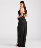 Shelly High Slit Glitter Knit Formal Dress is a gorgeous pick as your summer formal dress for wedding guests, bridesmaids, or military birthday ball attire!