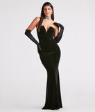 Gemma Rhinestone Collar Velvet Strapless Mermaid Dress is a gorgeous pick as your 2024 prom dress or formal gown for wedding guests, spring bridesmaids, or army ball attire!