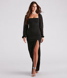 Penny Formal Crepe Lace-Up Slit Dress creates the perfect summer wedding guest dress or cocktail party dresss with stylish details in the latest trends for 2023!