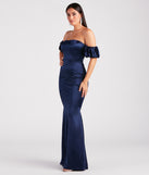 Rose Formal Satin Off-The-Shoulder Mermaid Dress is a gorgeous pick as your 2024 prom dress or formal gown for wedding guests, spring bridesmaids, or army ball attire!