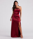 Skyla Formal Satin One Shoulder A-Line Dress creates the perfect summer wedding guest dress or cocktail party dresss with stylish details in the latest trends for 2023!