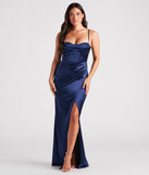 Stacie Formal Satin Corset Mermaid Dress creates the perfect summer wedding guest dress or cocktail party dresss with stylish details in the latest trends for 2023!